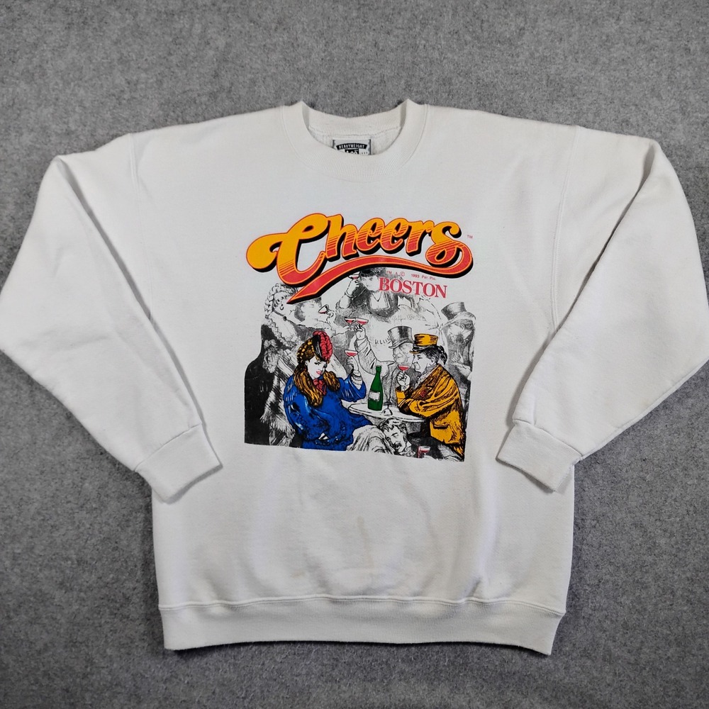 Vintage Cheers‎ Boston Lee Heavyweight Sweatshirt Mens Large White Made in USA